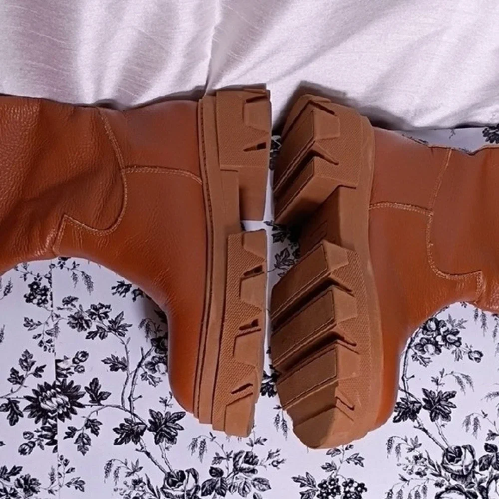 Italian Stylish Women's Brown Over the‎ Knee Leather Boots Size 41 EUR- 10 US